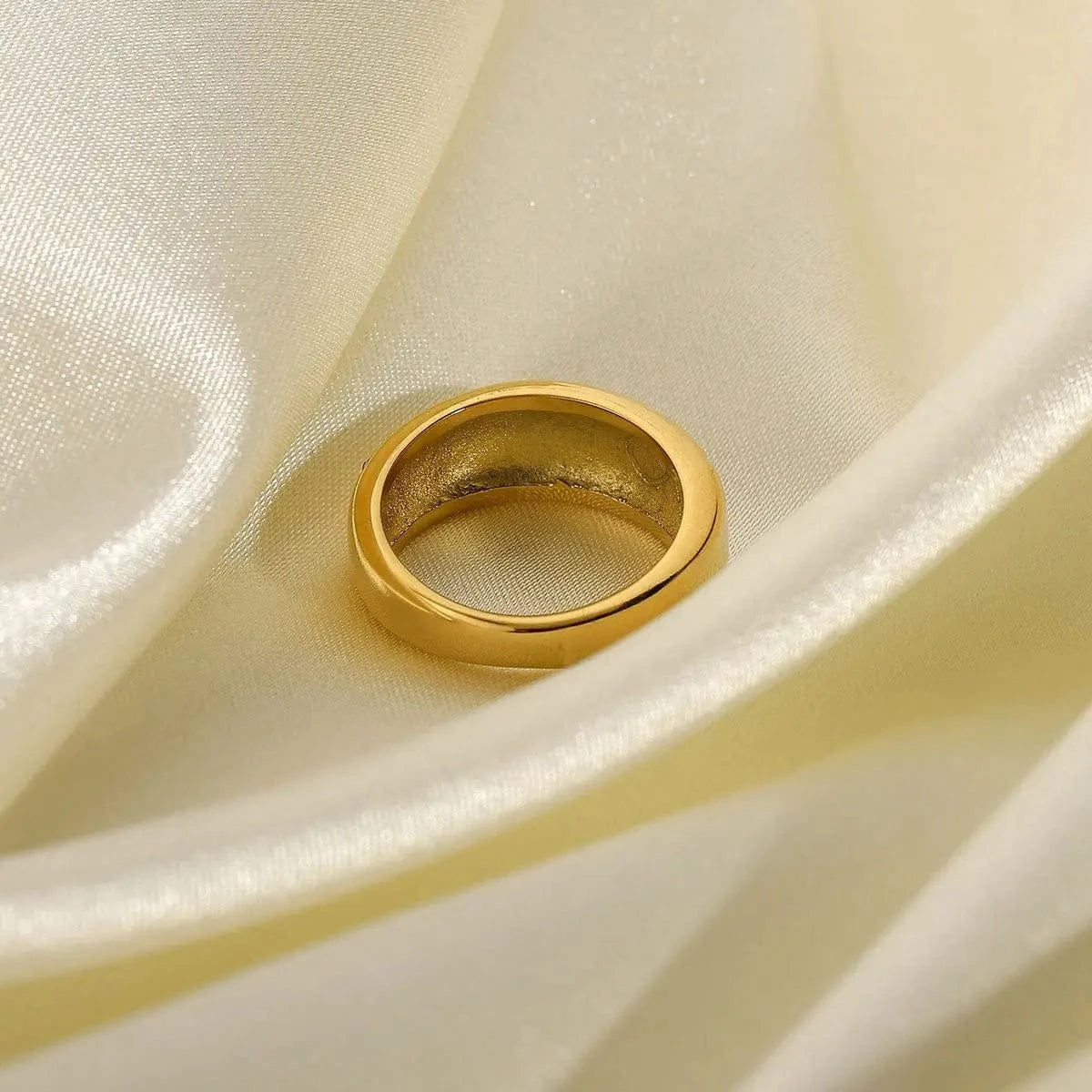 R2136 18K Gold Plated Stainless Steel Unique White Cubic Zirconia Women Wedding Jewelry Chunky