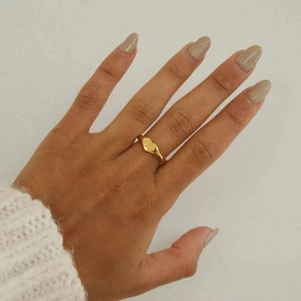 R2139 Romantic Heart ring 18K IP Gold Plated Stainless Steel Wedding Bands Heart Engagement Rings