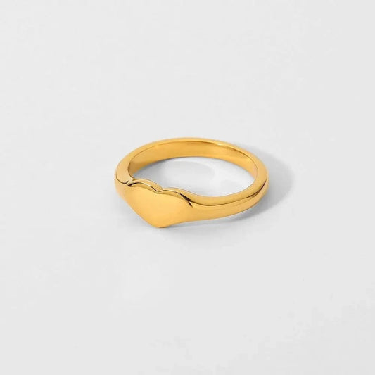 R2139 Romantic Heart ring 18K IP Gold Plated Stainless Steel Wedding Bands Heart Engagement Rings