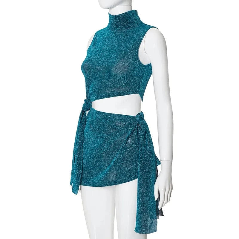 R23ds254 New 2024 Summer Hollow Out Sleeveless Sexy Mini Dress Solid Bodycon Casual Bandage Elegant Dress For Women Lady