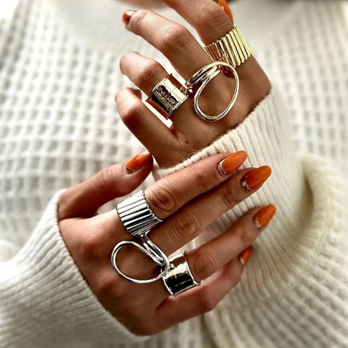 R2442 Modern Fashion 18k Gold Plated Stainless Steel Spiral Wrap Design Twisted Wire Ring