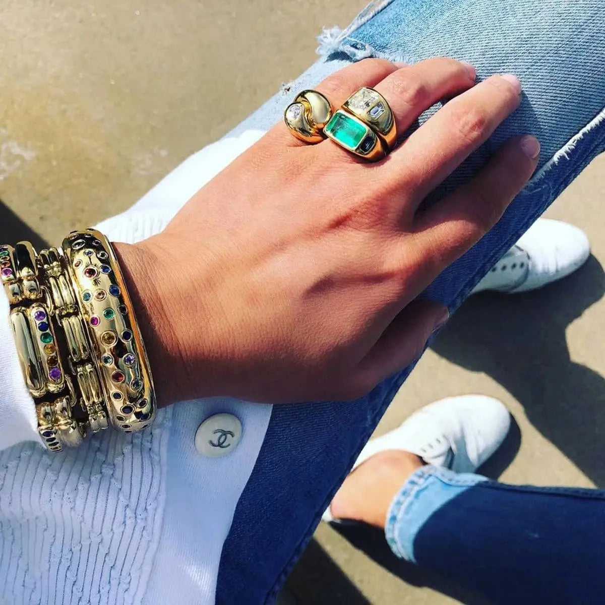 R2557 Luxury Dainty Stainless Steel 18K Gold Rings Chunky Polished Interlaced Water Drop Zirconia Rings