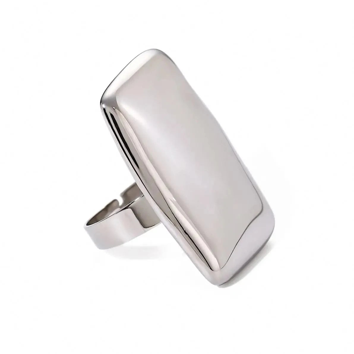 R2634 Minimalist Stainless Steel 18K Gold Rings Jewelry Women Rectangular Glossy Chunky Open Rings