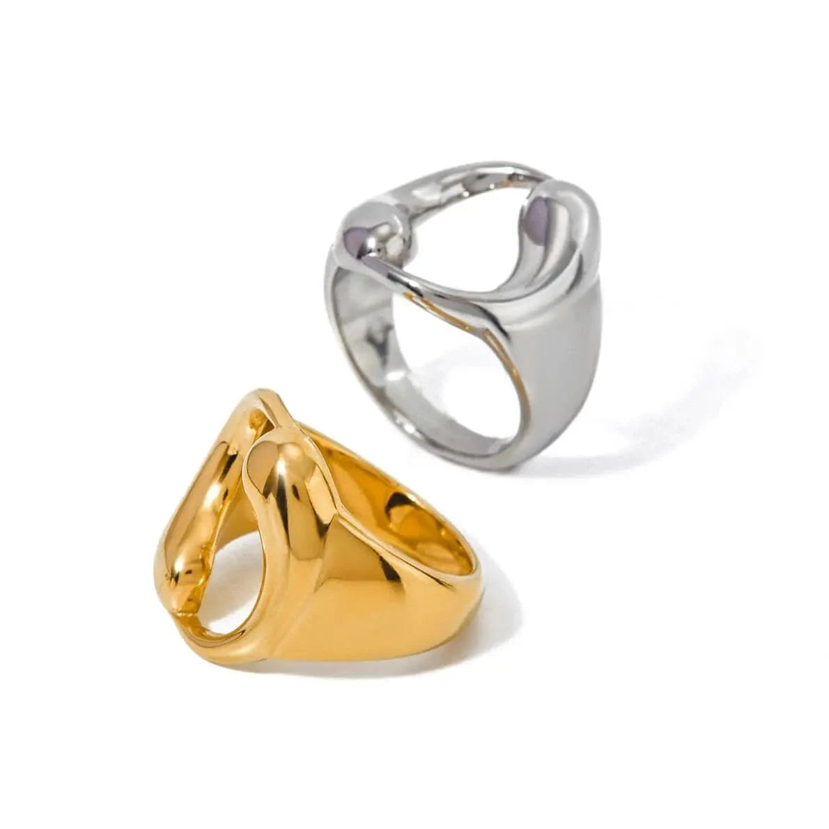 R2639 Minimalist Women Gold Plated Rings Jewelry Women Stainless Steel Chunky Water Drop Surround Ring