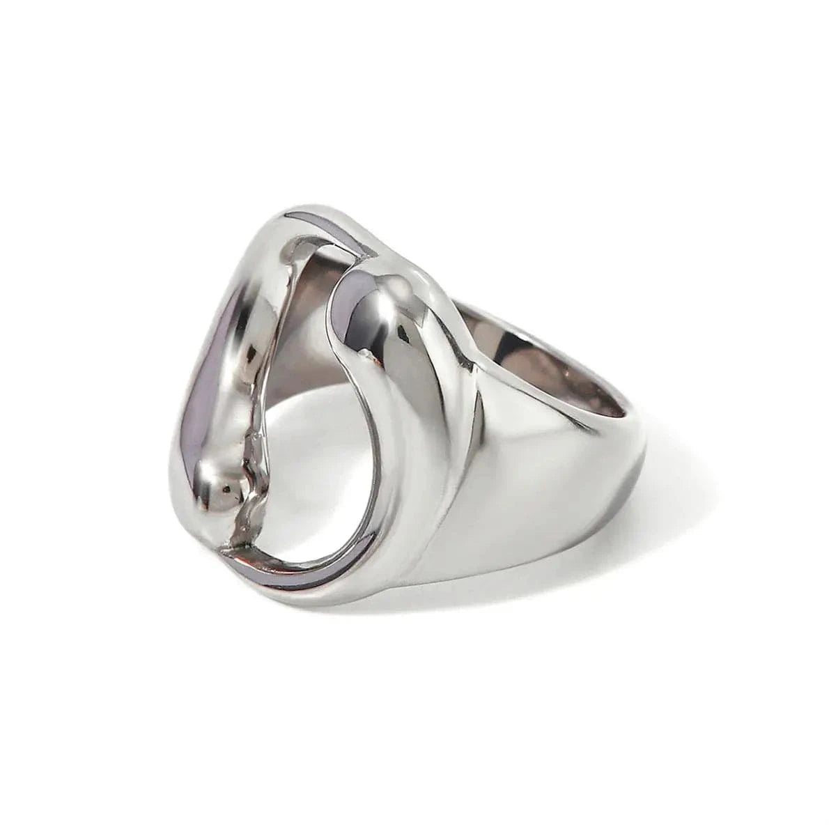 R2639 Minimalist Women Gold Plated Rings Jewelry Women Stainless Steel Chunky Water Drop Surround Ring