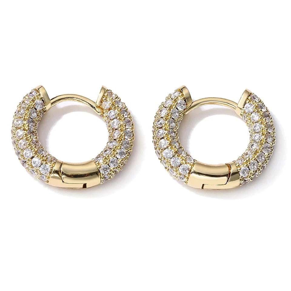 RAKOL EL1090 Hot selling 18K Gold Plated Pave Cubic Zircon Hoop Earrings Iced Out Bling Bling CZ Hoop Earrings