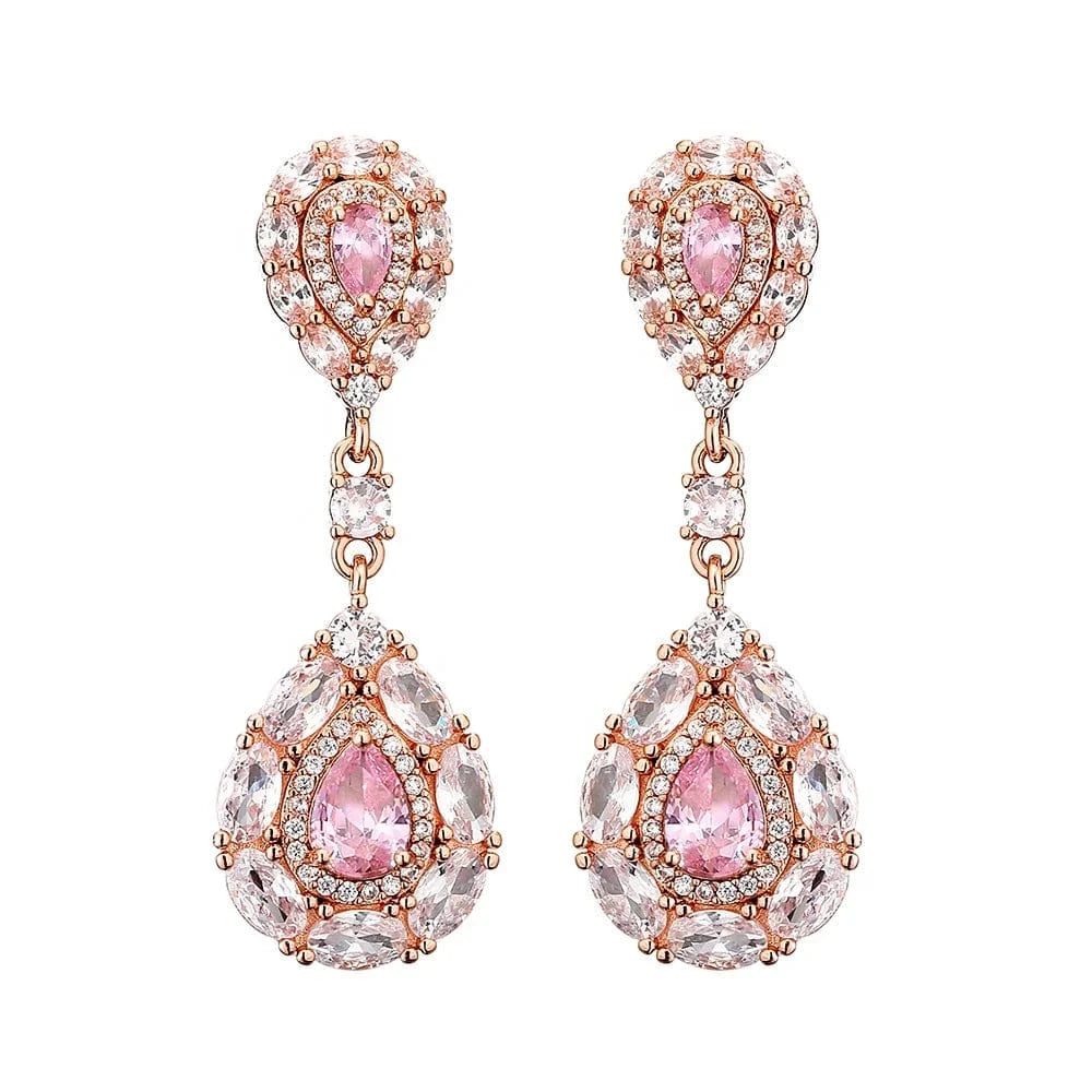 RAKOL EP1017 Fine Jewelry New Design Earrings 925 Silver Crystal Dangle Earrings Wedding Bridal Diamond Jewelry Earrings Women