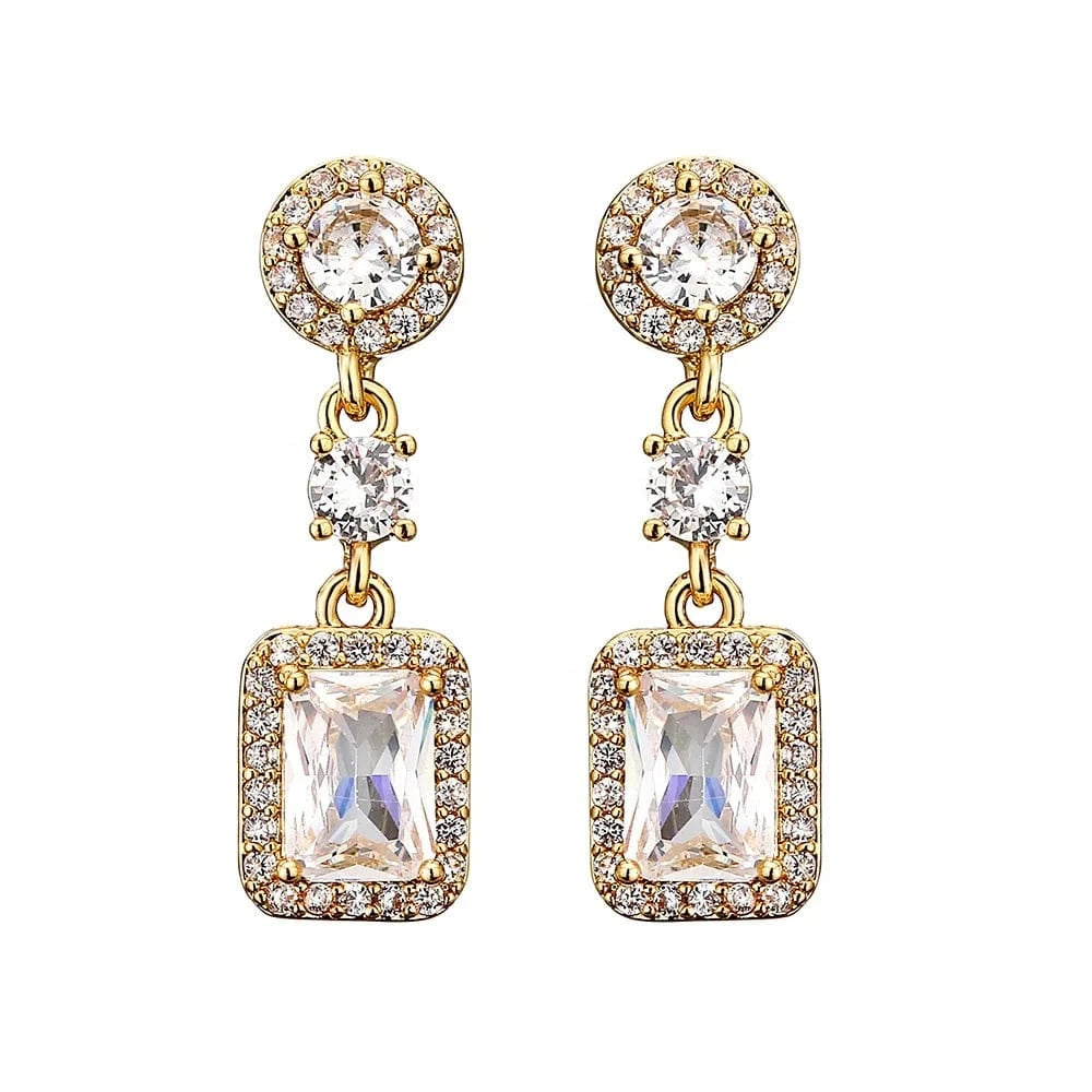 RAKOL EP1125 new hot selling fine ladies high quality fashion jewelry wedding real gold plated shiny diamond crystal earrings