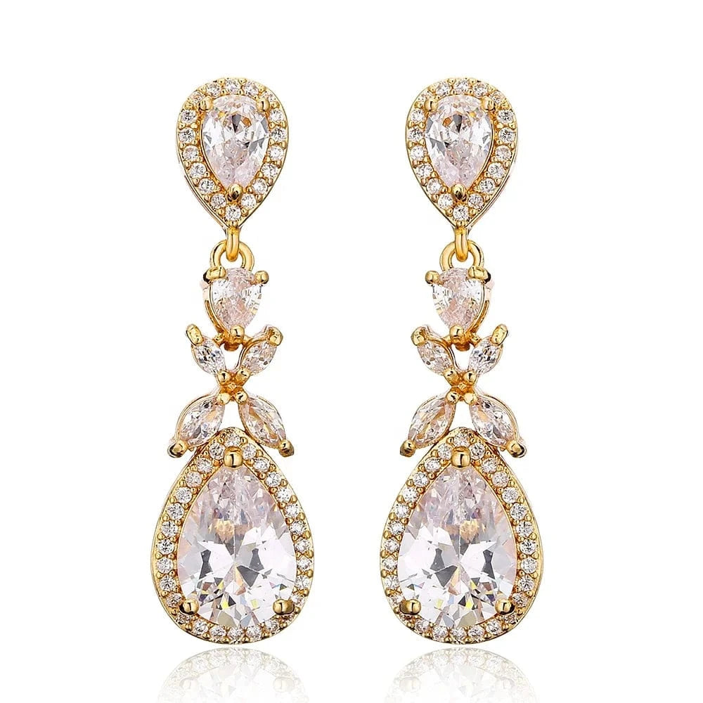 RAKOL EP1140 2022 luxury earrings for women 18k gold high quality zircon diamond earrings water drop earrings