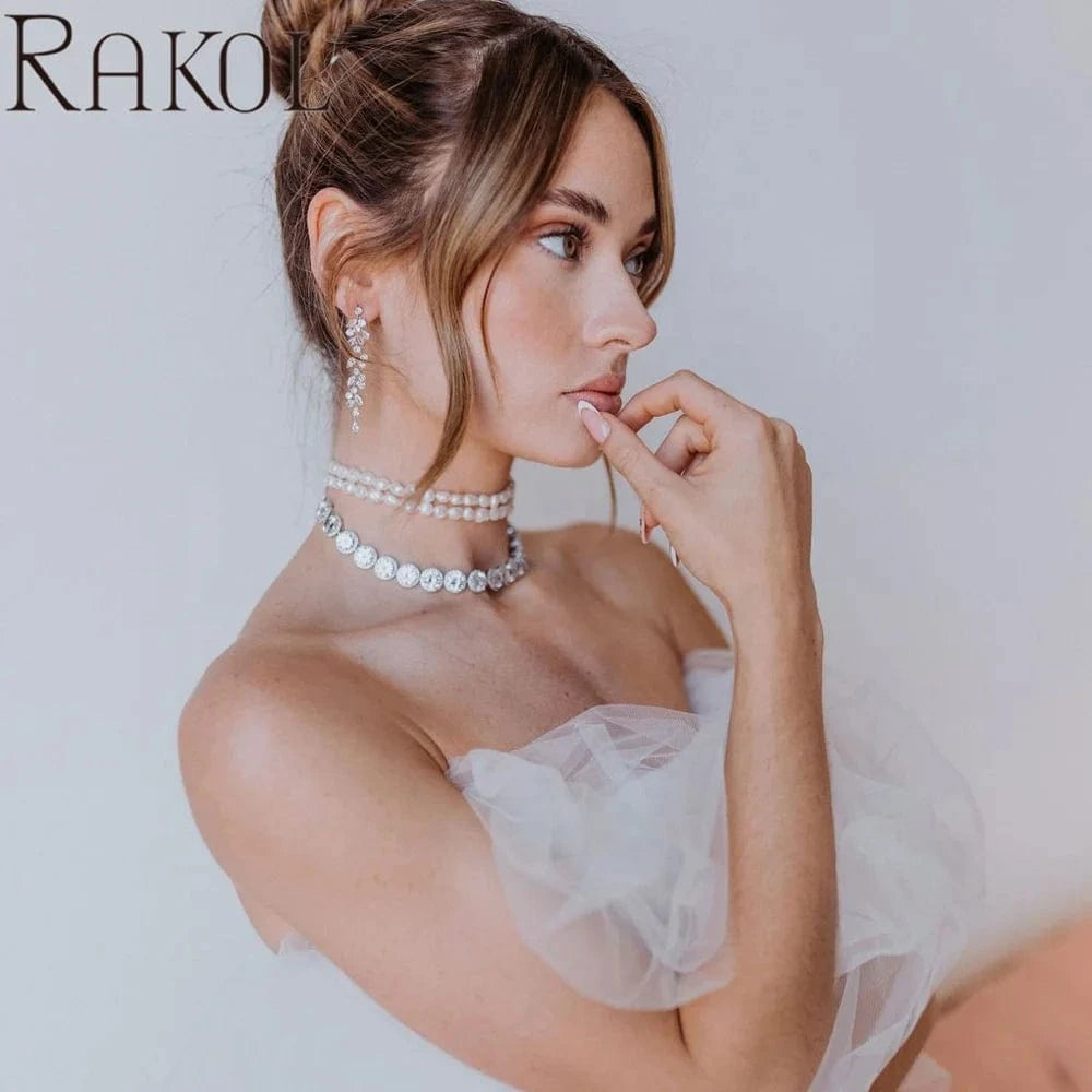 RAKOL EP2232 Luxury Long Drop 18k Gold Plated Cubic Zirconia CZ Wedding Bridal Earrings Jewelry For Women 2023