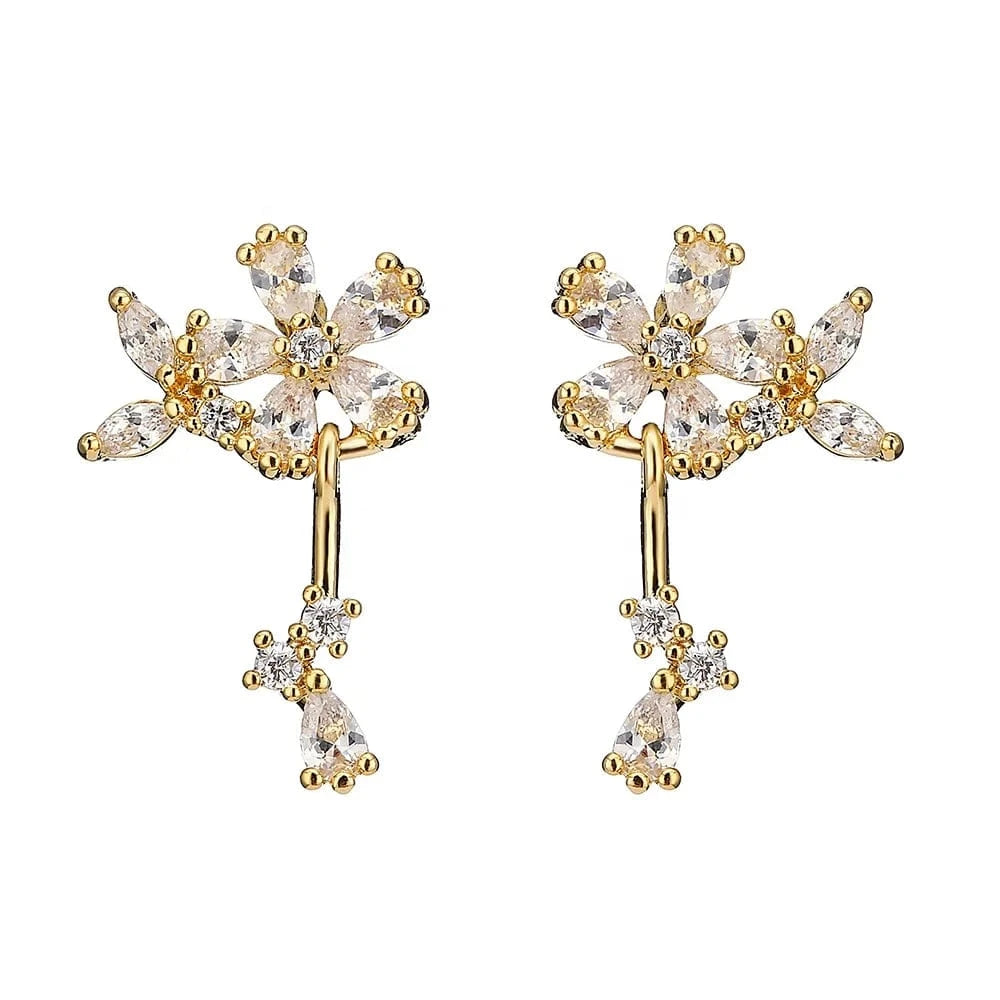 RAKOL EP2489 2022 new women zircon inlaid gold plated small earrings party stud earrings wedding bridal luxury lucky earrings