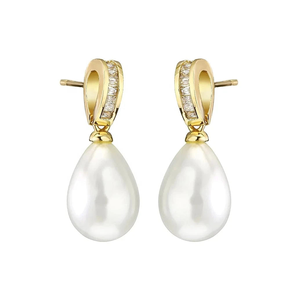 Rakol EP2960 Fine Designer Hoop Earrings Women 2022 Small Gold Plated Zircon Crystal Pearl Wedding Bridal Earrings