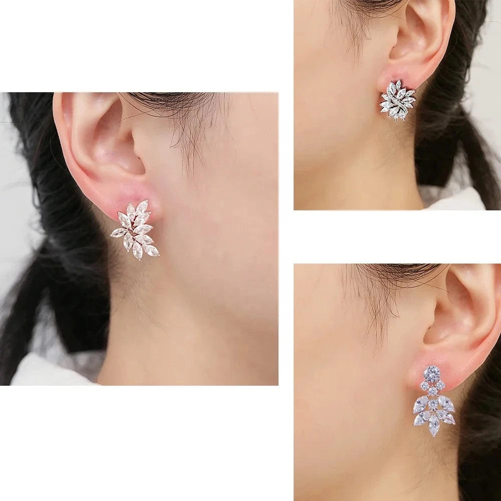 RAKOL EP480 fancy gold plated geometric small studs earrings cubic zirconia earrings jewelry women