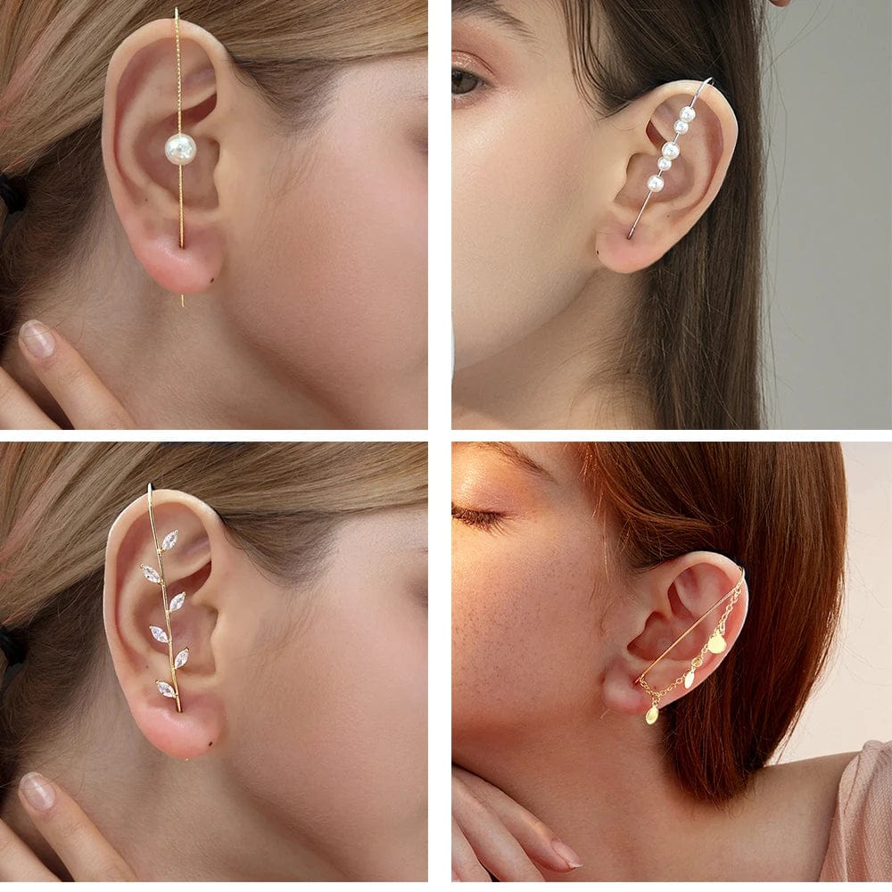 RAKOL EP5002 Wholesale Fashion Jewelry Earrings Women Stainless Steel Earrings Jewelry Piercing Ear Crawler Hook Earrings Set