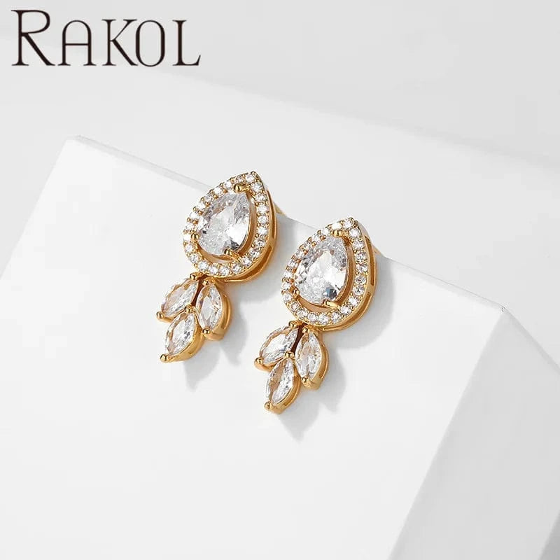 RAKOL EP5369 Zircon Flower Stud Earrings for Women Mutil color Cubic Zirconia girls earring Wedding Party Jewelry