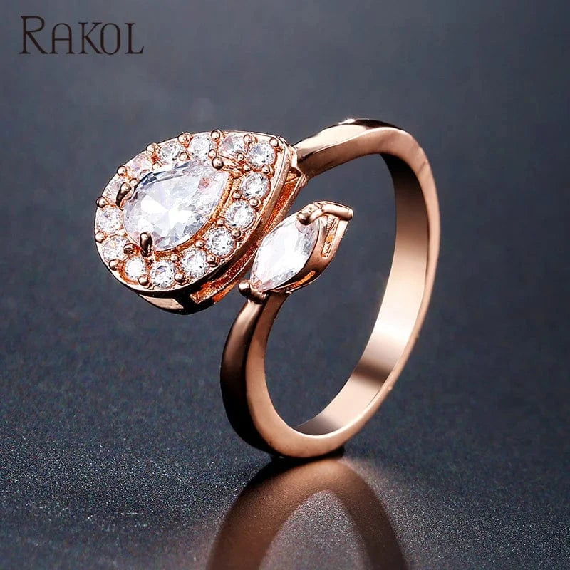 RAKOL RP2133 new fashion design for ladies luxury 18k white gold synthetic moissanite ring