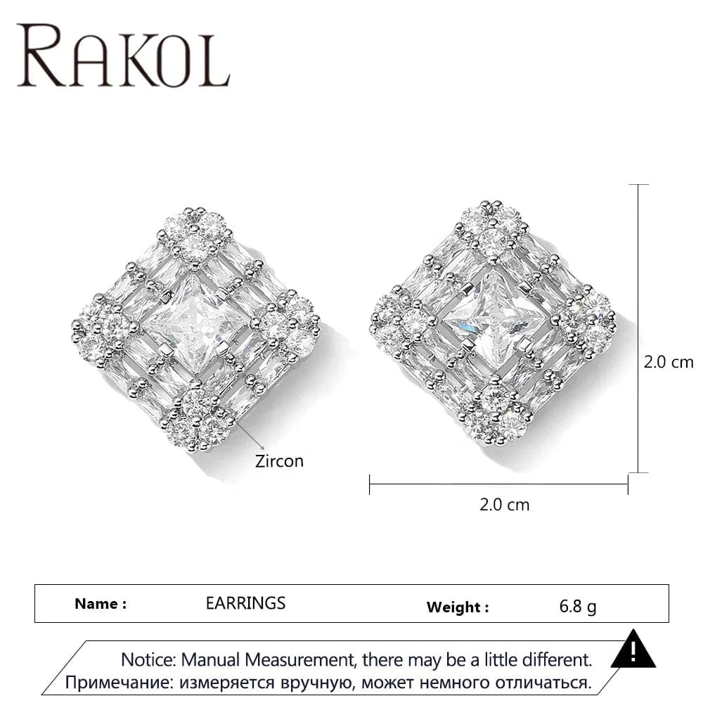 RAKOL SP3521 Hot Selling Fine Sterling Silver Necklace Earrings Jewelry Sets Bridal Diamond Zirconia Wedding Jewelry Sets