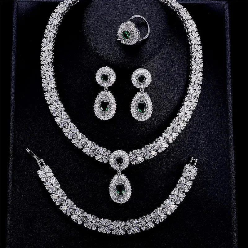 RAKOL SPA061 sterling silver jewelry sets dubai luxury indian wedding bridals cubic zirconia fashion jewelry sets jewellery