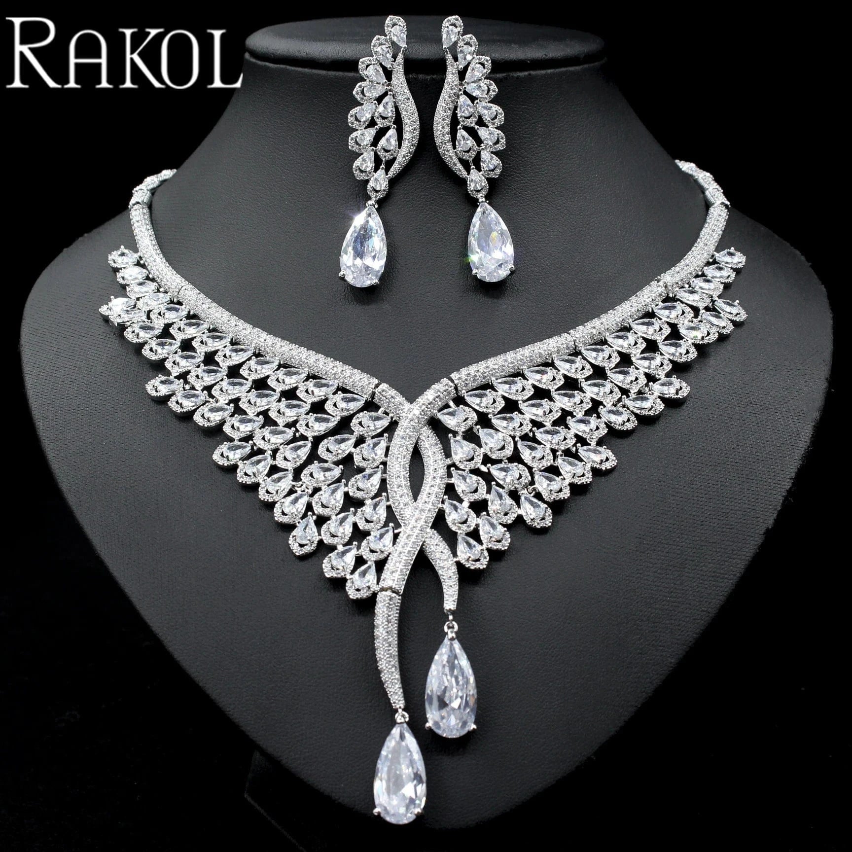 RAKOL SPA061 sterling silver jewelry sets dubai luxury indian wedding bridals cubic zirconia fashion jewelry sets jewellery