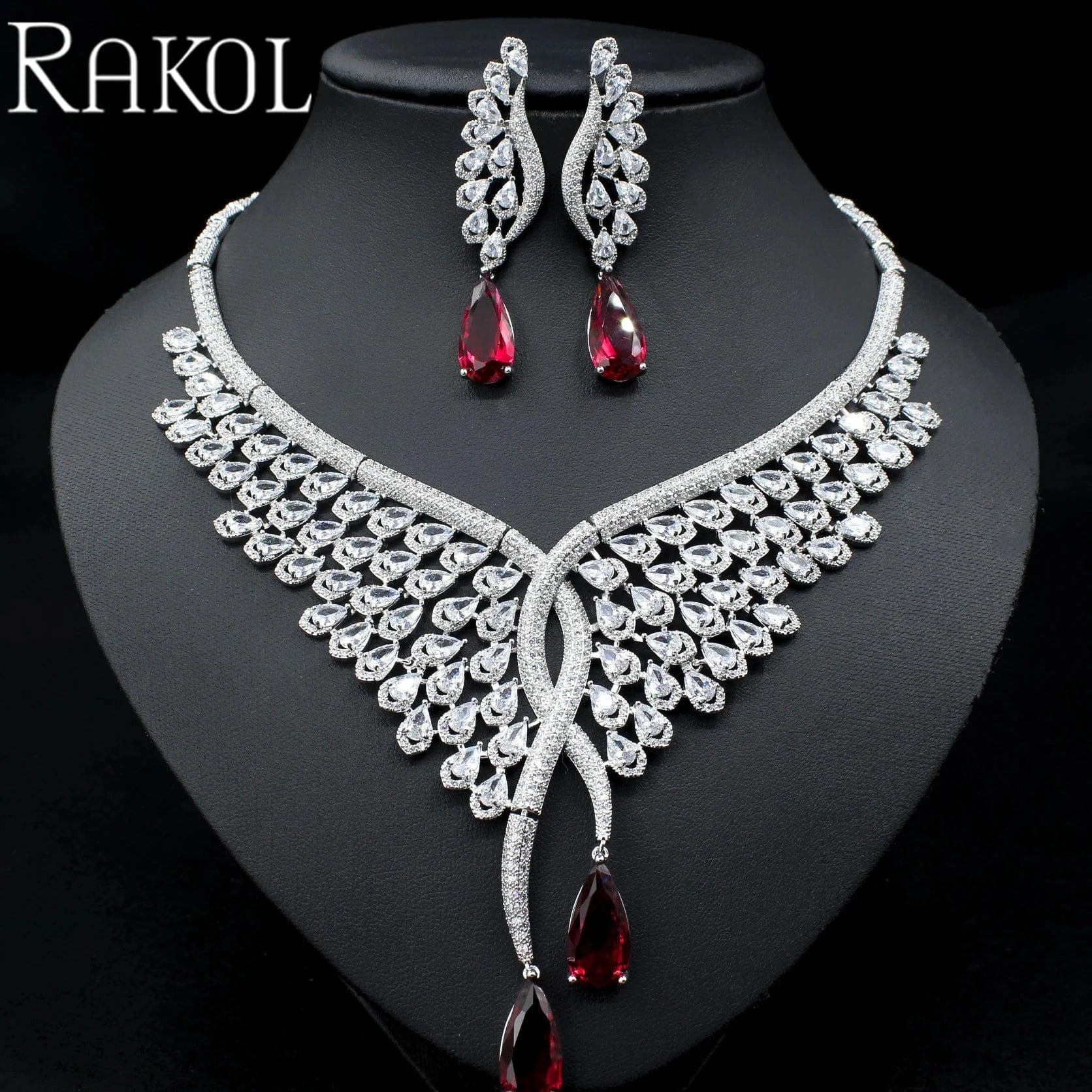 RAKOL SPA061 sterling silver jewelry sets dubai luxury indian wedding bridals cubic zirconia fashion jewelry sets jewellery