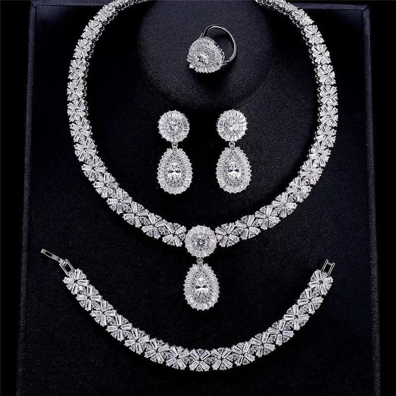 RAKOL SPA061 sterling silver jewelry sets dubai luxury indian wedding bridals cubic zirconia fashion jewelry sets jewellery