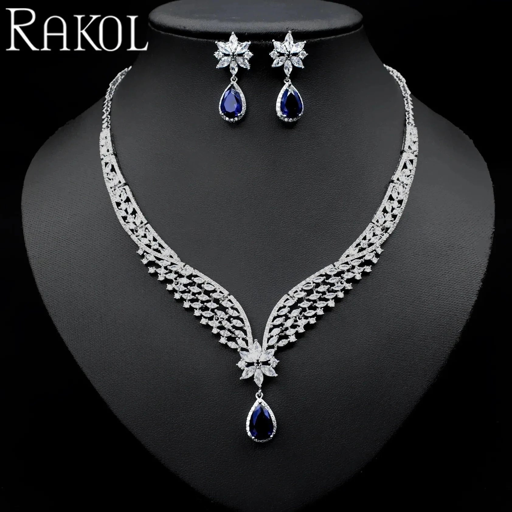 RAKOL SPA061 sterling silver jewelry sets dubai luxury indian wedding bridals cubic zirconia fashion jewelry sets jewellery