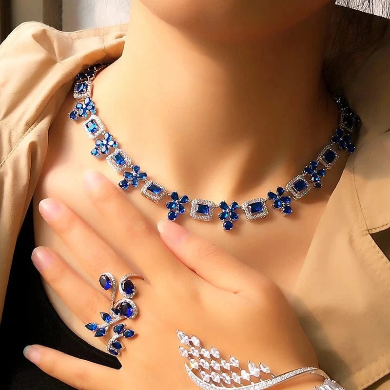 RAKOL SPA061 sterling silver jewelry sets dubai luxury indian wedding bridals cubic zirconia fashion jewelry sets jewellery