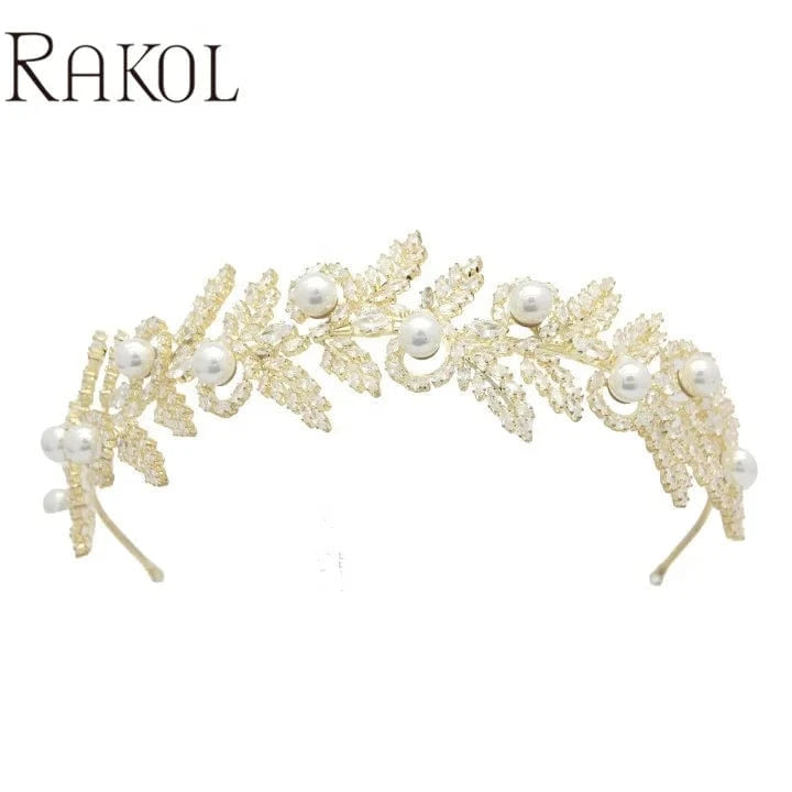RAKOL WZHP065 Bridal Headband Zircon Wedding Headpieces For Bride Pearl Wedding Tiaras Hair Accessory For Flower Girl Bridesmaid