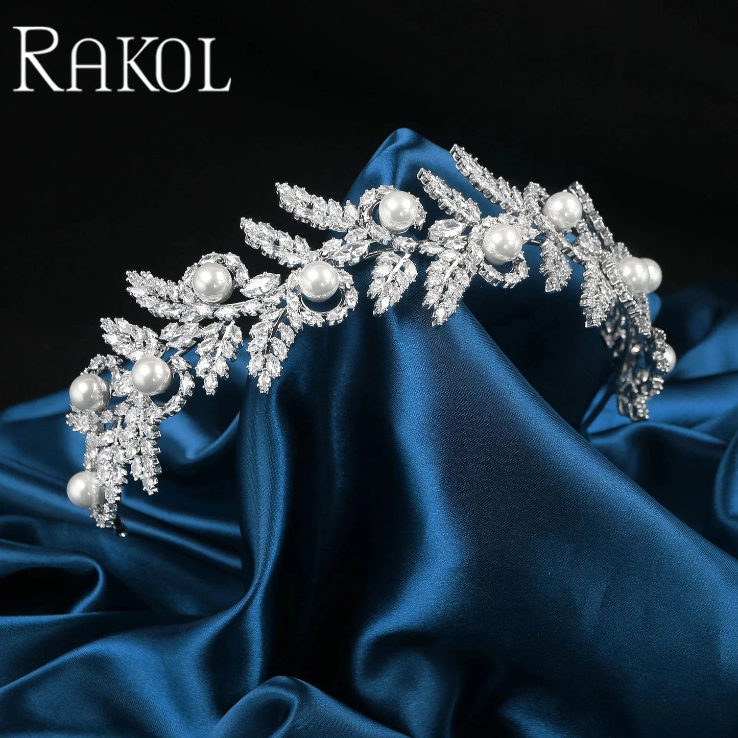 RAKOL WZHP065 Bridal Headband Zircon Wedding Headpieces For Bride Pearl Wedding Tiaras Hair Accessory For Flower Girl Bridesmaid