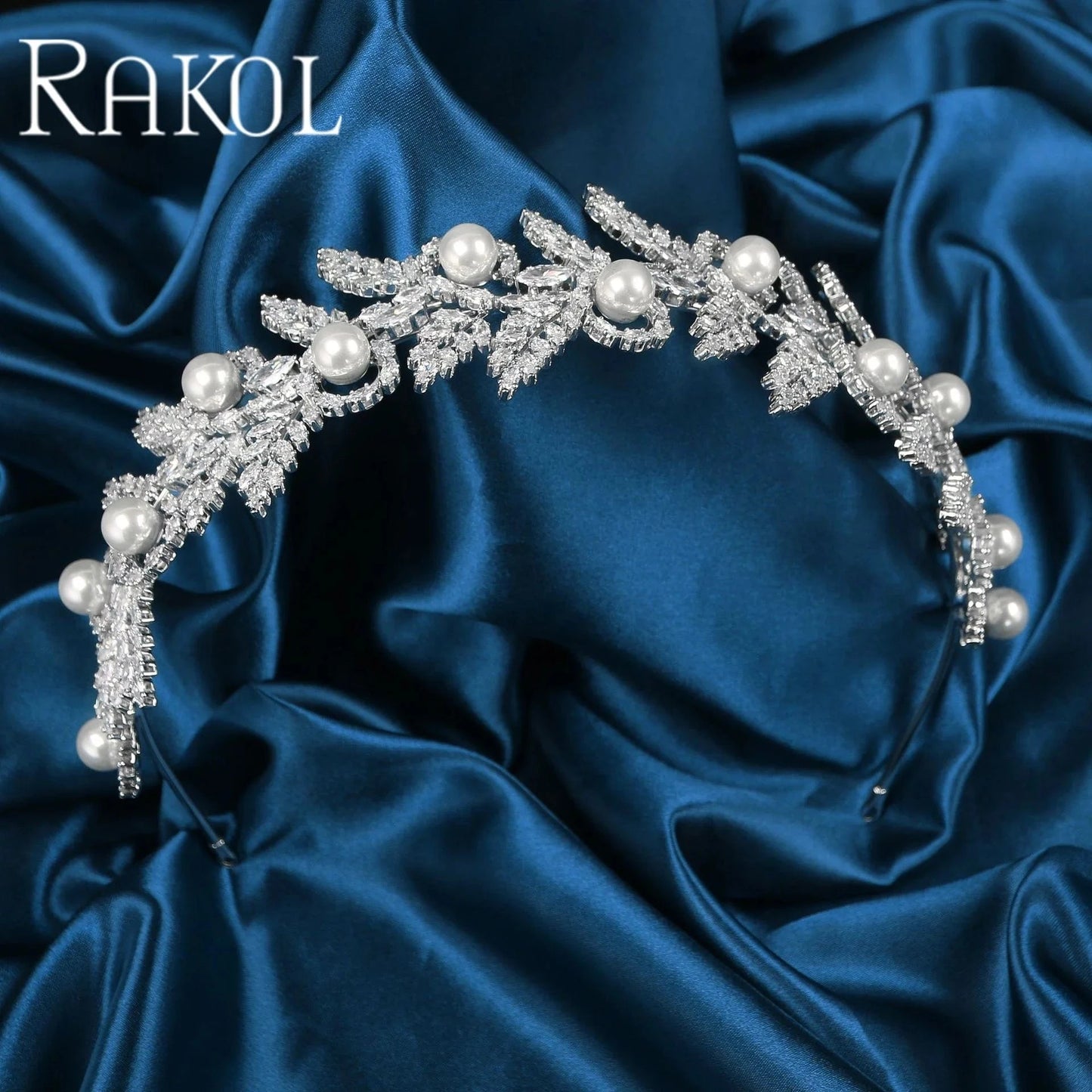 RAKOL WZHP065 Bridal Headband Zircon Wedding Headpieces For Bride Pearl Wedding Tiaras Hair Accessory For Flower Girl Bridesmaid