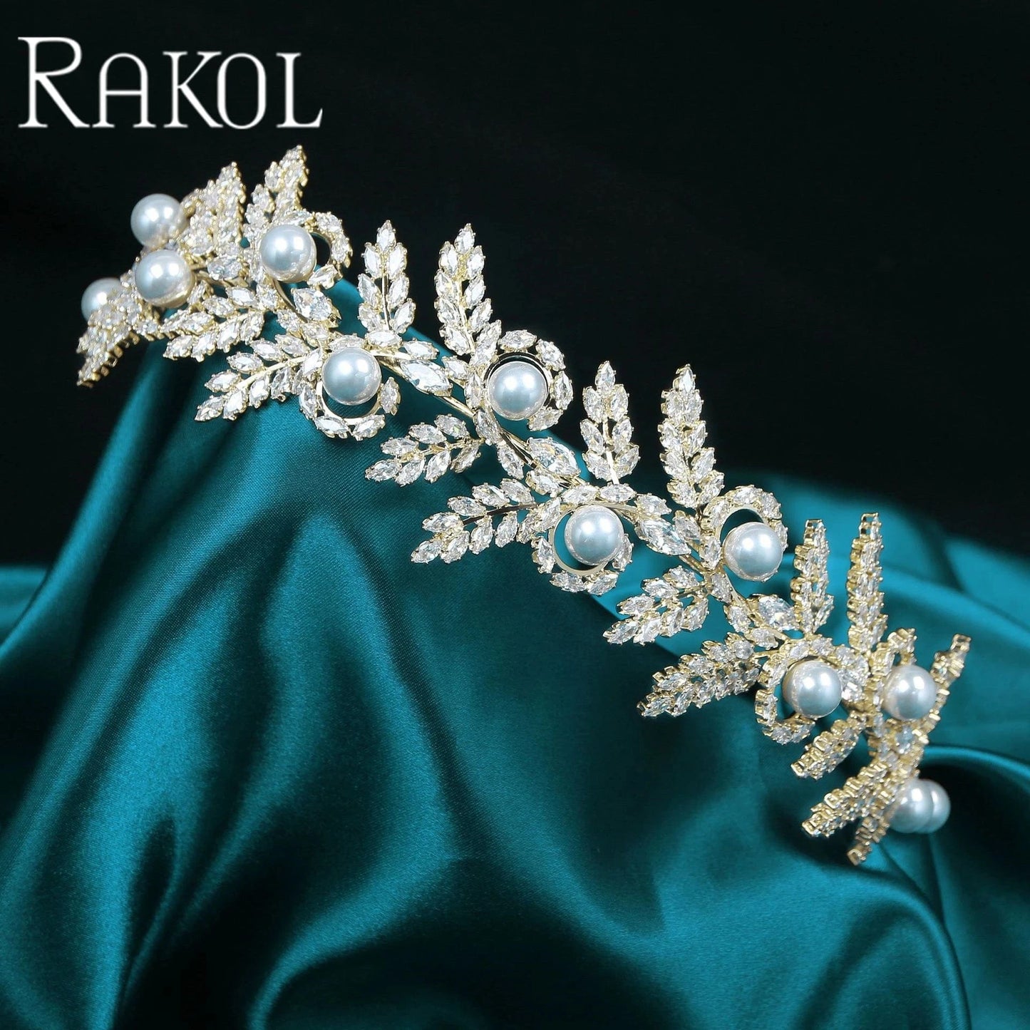RAKOL WZHP065 Bridal Headband Zircon Wedding Headpieces For Bride Pearl Wedding Tiaras Hair Accessory For Flower Girl Bridesmaid