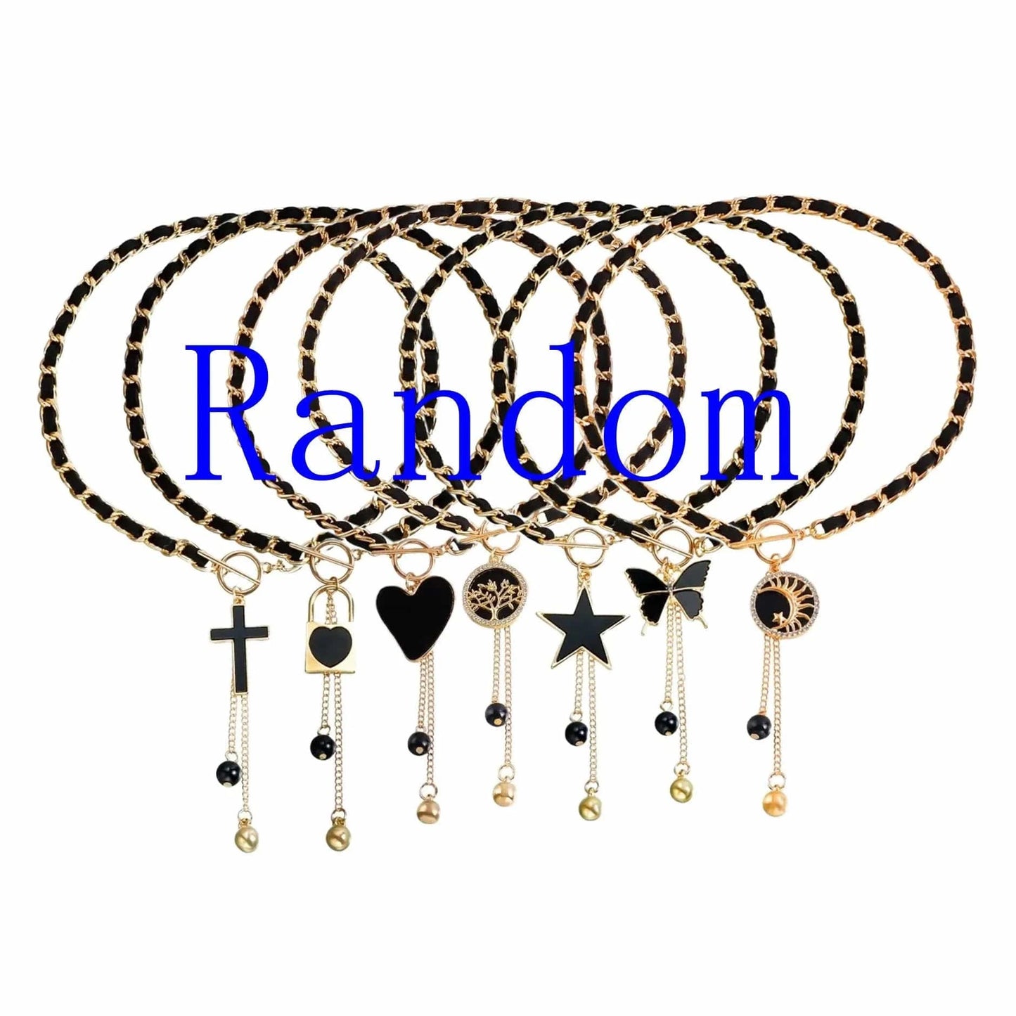 Random Sexy Wrapped Velvet Chain Black Heart-shaped Gold Butterfly Necklace for Women Girls Collarbone Chain Tassel Collar Bulk