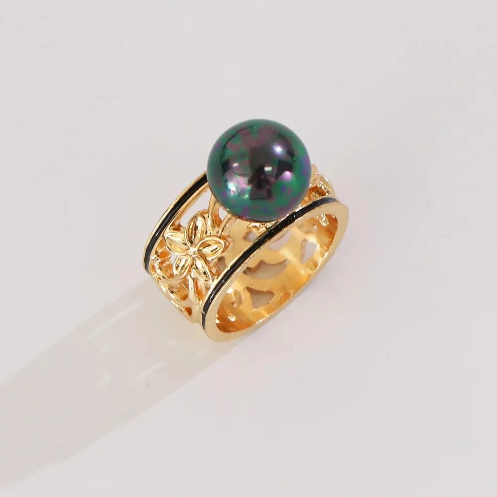 Random size/ style / GJZ355 Komi Hawaiian Rings Pearl personalized Style Rings Gold Plated hawaiian jewelry wholesale