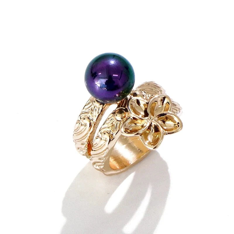 Random size/ style / GJZ476 Komi Hawaiian Rings Pearl personalized Style Rings Gold Plated hawaiian jewelry wholesale