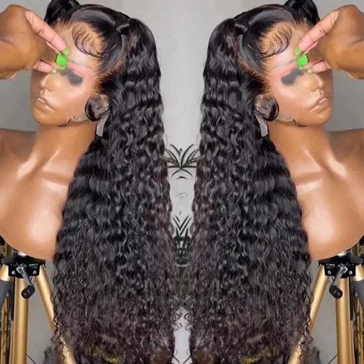 Raw Cambodian Hair Wig,200 Density 30 Inch Hd Deep Wave Lace Frontal Wig 13x4 Lace Front Human Hair Wigs with Baby Hair