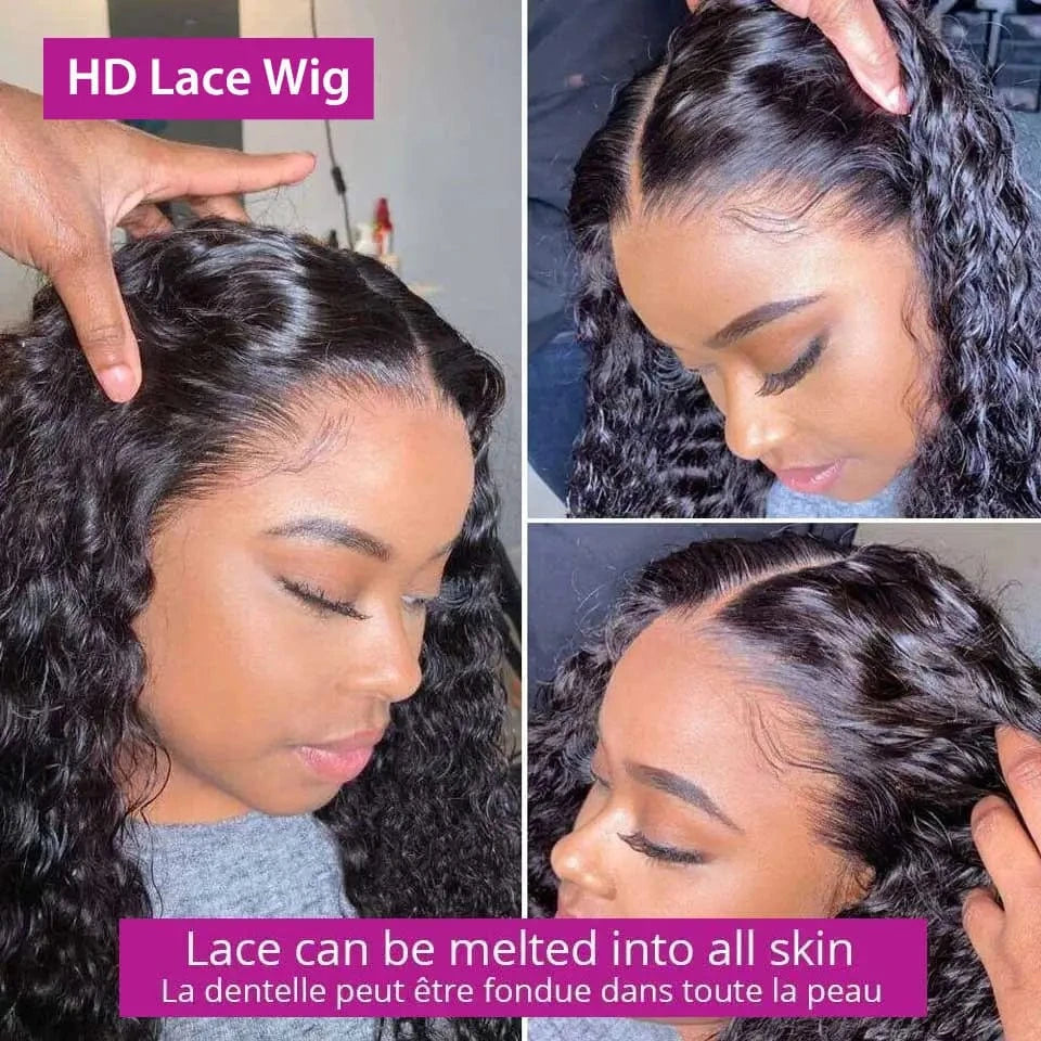 Raw Cambodian Hair Wig,200 Density 30 Inch Hd Deep Wave Lace Frontal Wig 13x4 Lace Front Human Hair Wigs with Baby Hair