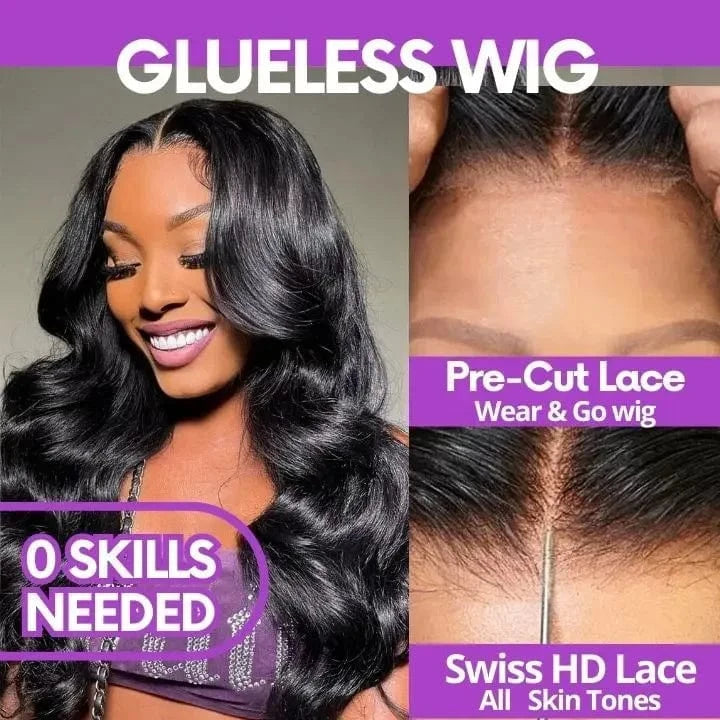 Raw Indian Hair Glueless HD Lace Body Wave Lace Closure Breathable Wig Human Hair Pre Cut Wear and Go Wigs