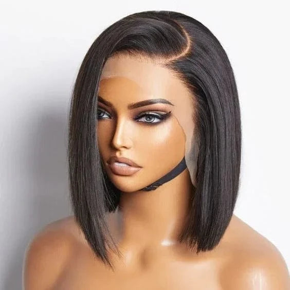 Ready To Ship 13x4 Transparent Lace Front Wigs Bob Short Straight 150% Density Human Hair Wig Middle Parting for Women