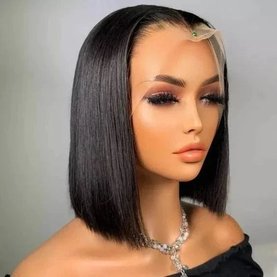 Ready To Ship 13x4 Transparent Lace Front Wigs Bob Short Straight 150% Density Human Hair Wig Middle Parting for Women