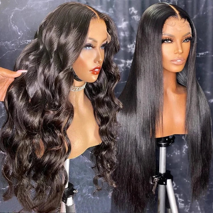 Ready to Ship Cheap Virgin Brazilian Hair Wigs Glueless Wigs Human Hair Lace Front Silky Straight Wave Human Wigs