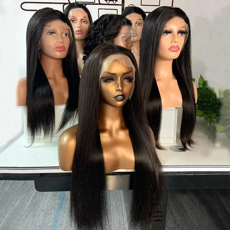 Ready to Ship Cheap Virgin Brazilian Hair Wigs Glueless Wigs Human Hair Lace Front Silky Straight Wave Human Wigs