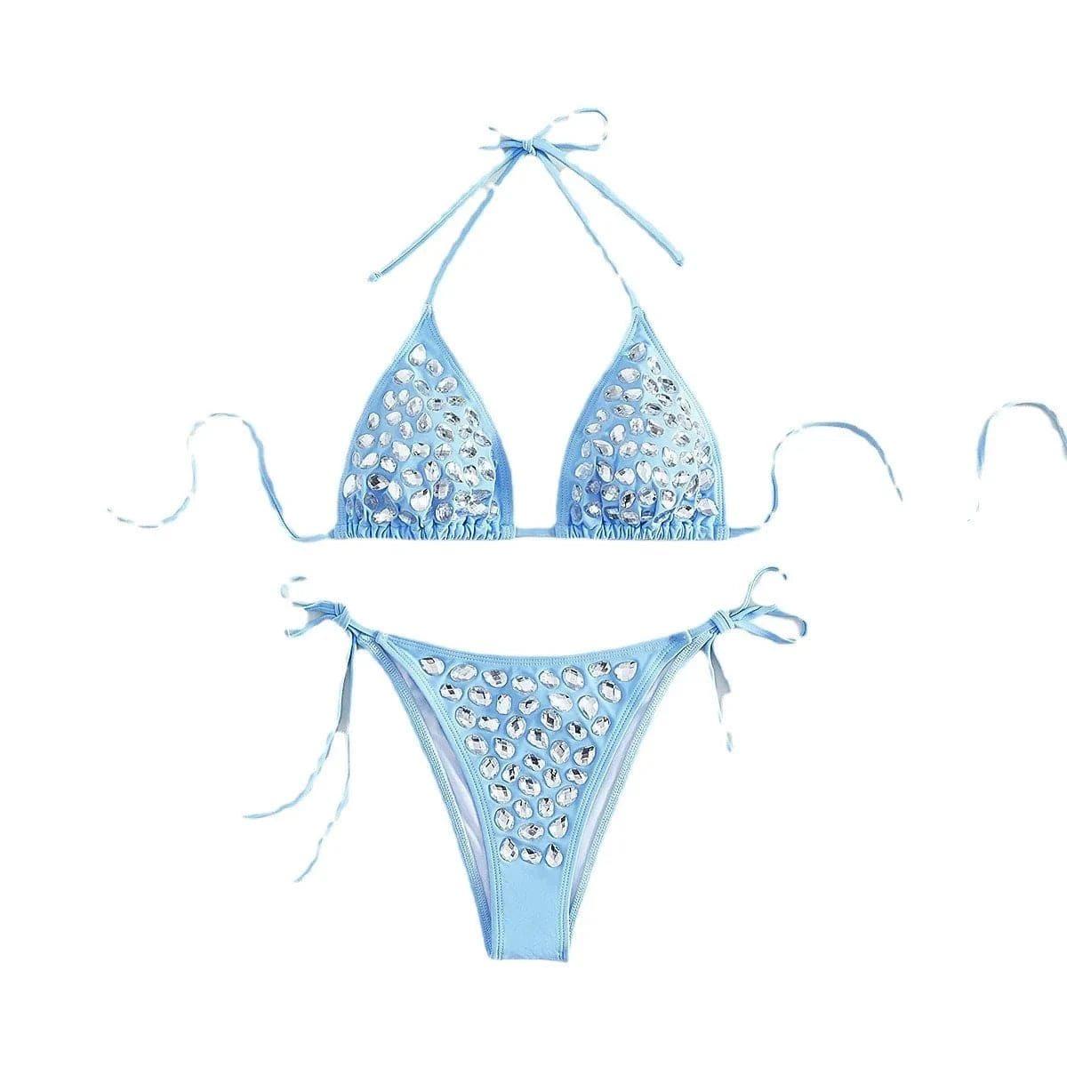Recycled Manufacturing Company Biquinis Bikini & Beach Wear Maillot De Bain Halter Rhinestone Swimsuit And Swimwear 2024