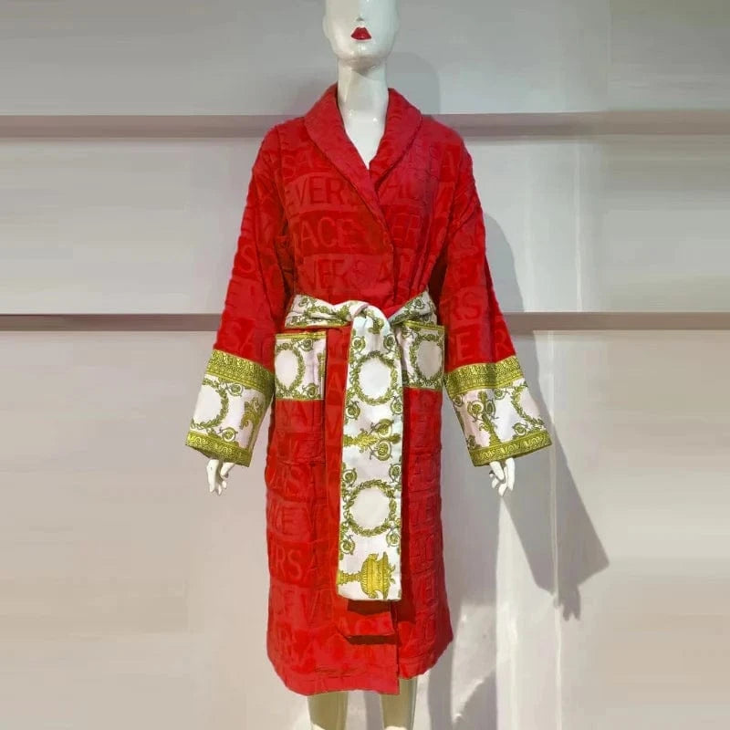 Red 100% Cotton Solid Color Towel Shawl Bathrobe Fashion New Hot Selling Men's Women's Nightwear Bathrobe Sexy Lingerie 2 Orders