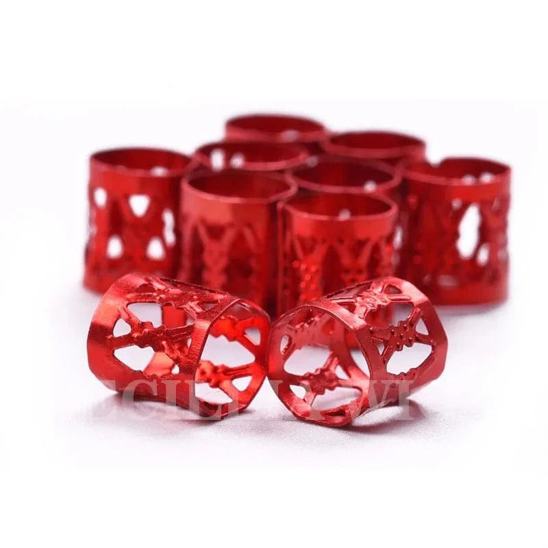 Red 100pcs  Hair Beads For Dreadlocks Braid Cuff Clip Red Silver Golden Blue Green Crochet Braid Tools Braid Accessories Hair Beads