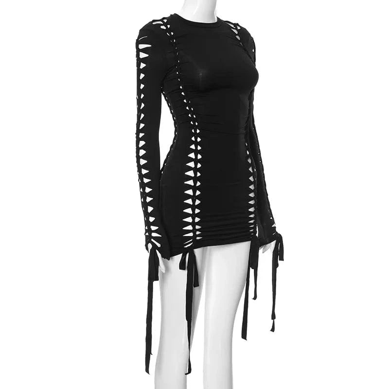 Red Dress Long Sleeve for 2024 Valentine Day Dresses Woman Cutout Bodycon Shape Wear Valentines Mini Dress