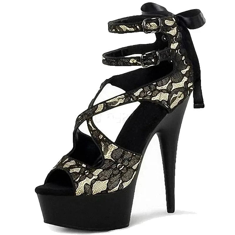 Red Lace stiletto heels 15 cm pole dance high heels platform elegant leaky toe striptease shoes model Catwalk Fashion large sand