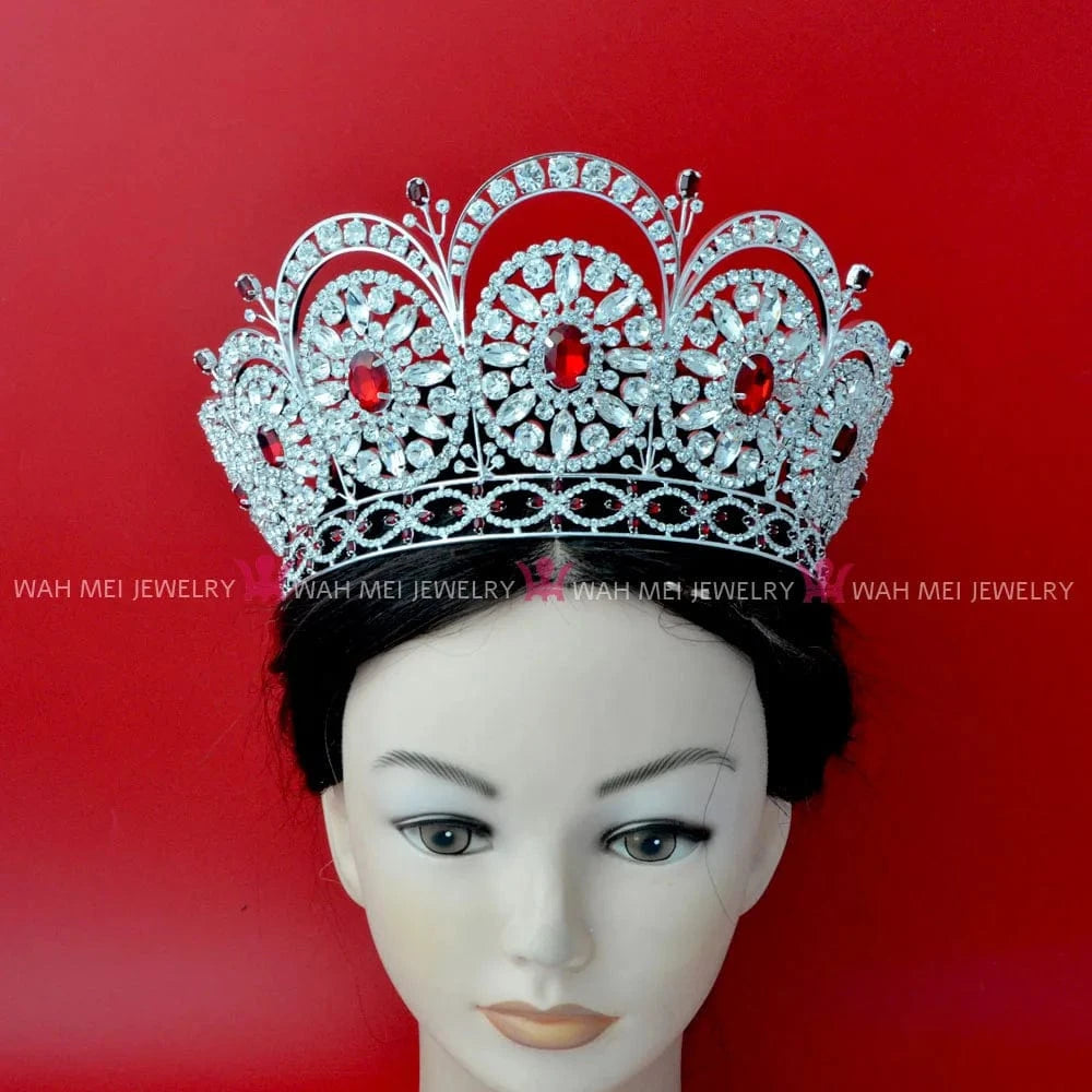Red MO249 MO249 Miss Universe Diamond Tiara Red Stone adjustable Headband 2009 Miss Universe Pageant Crown