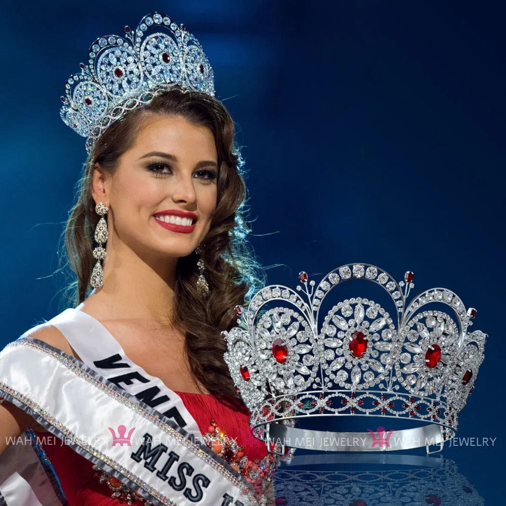 Red MO249 MO249 Miss Universe Diamond Tiara Red Stone adjustable Headband 2009 Miss Universe Pageant Crown