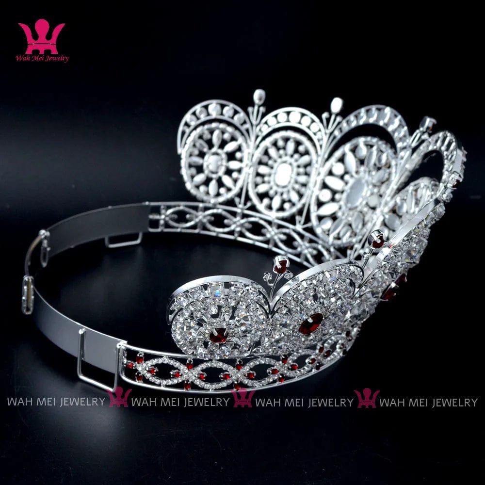 Red MO249 MO249 Miss Universe Diamond Tiara Red Stone adjustable Headband 2009 Miss Universe Pageant Crown