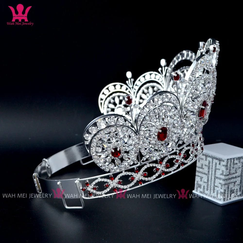 Red MO249 MO249 Miss Universe Diamond Tiara Red Stone adjustable Headband 2009 Miss Universe Pageant Crown